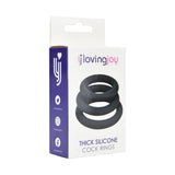 Loving Joy Thick Silicone Cock Rings 3 Pack Grey
