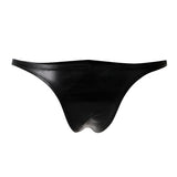 C4M Brasilianischer Slip aus schwarzem Kunstleder, Größe S