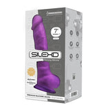 SilexD Consolador realista de silicona de doble densidad de 7 pulgadas con ventosa y bolas Púrpura